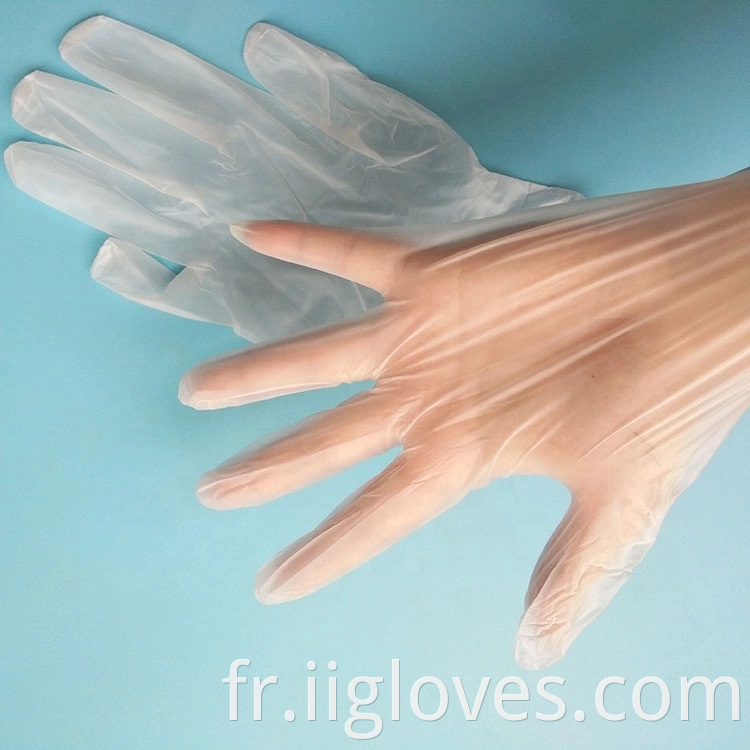 Fabricant chinois Vente en vrac couleur bleu ou gants en PVC en vinyle transparent